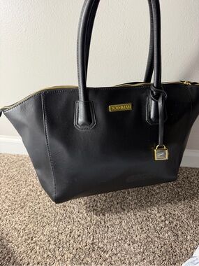 Joy & Iman Black Tote with Gold Hardware